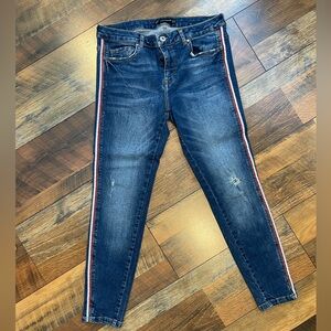 Zara jeans with running stripe